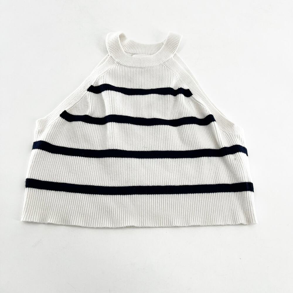 Zara Girls White and‎ Blue Striped Tank 11-12